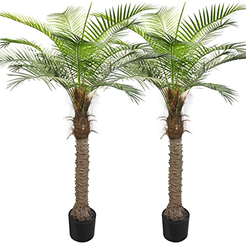 2 Pack Artificial Sago Palm Tree 6ft - Realistic Fake Sago Palm Plants for Indoor/Outdoor Decor...