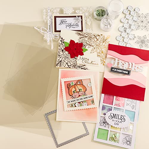55 Pcs 8.5x11/4.3x6.3inch Heat Resistant Clear Acetate Sheets for Embossing and Stamping for Window Plastic Sheets DIY Scrapbooking Handmade Shaker Cards Album Photo Frame Accessories Anti-Static - Image 4