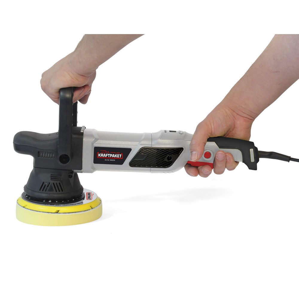 Dino KRAFTPAKET 21 mm - 950 W, lucidatrice eccentrica, 12 Livelli, con Display LCD e Funzione Memoria, in Set con Spugna lucidante per Auto, Barca, XXL HUB