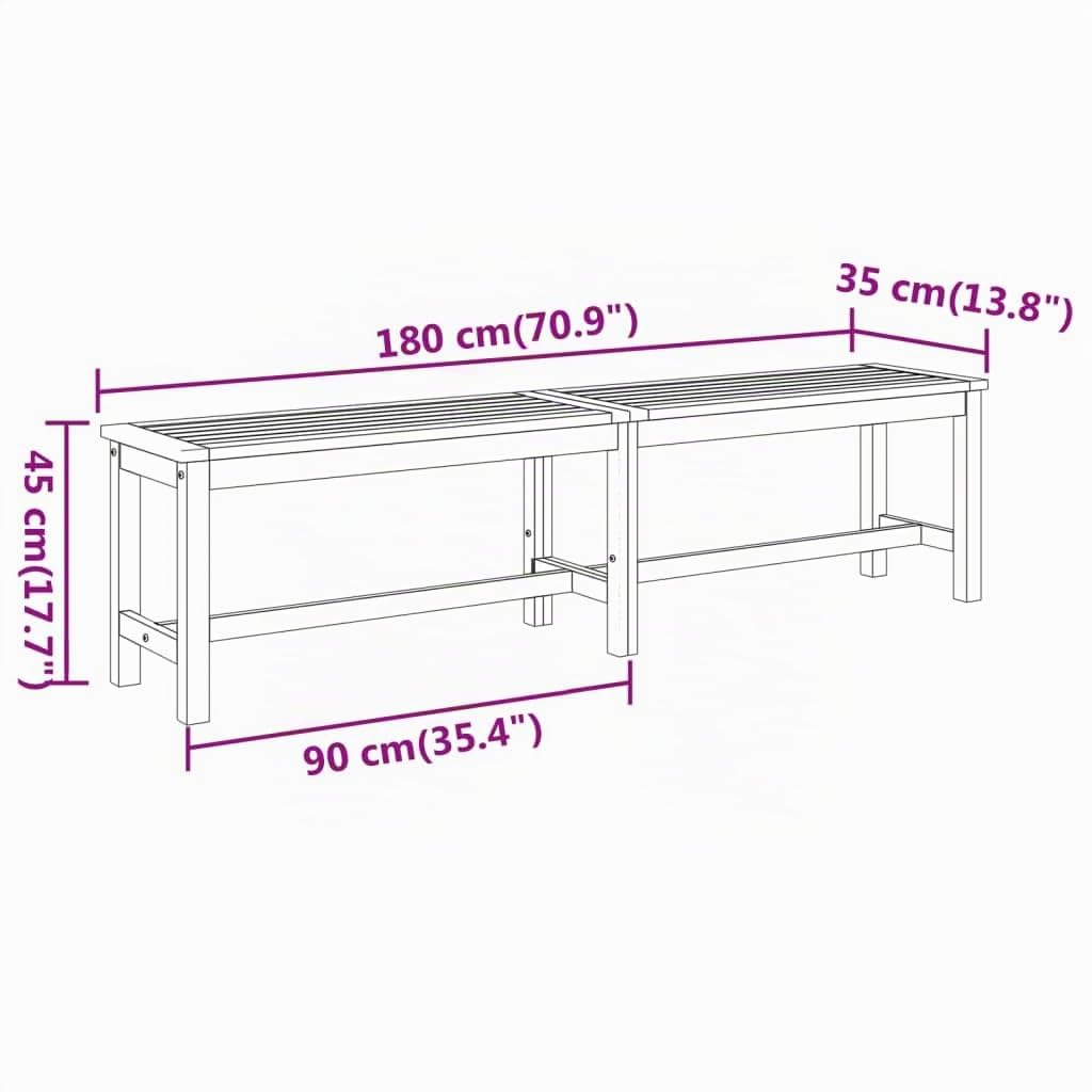 vidaXL Panca da Giardino 180x35x45 cm in Legno Massello di Acacia, Panca, panchina, Seduta da Giardino, Seduta, Panca da Esterno, Seduta per Esterni