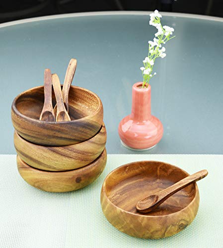 Tazón redondo de madera Acacia 6 pulg x 2 pulg miniatura 2
