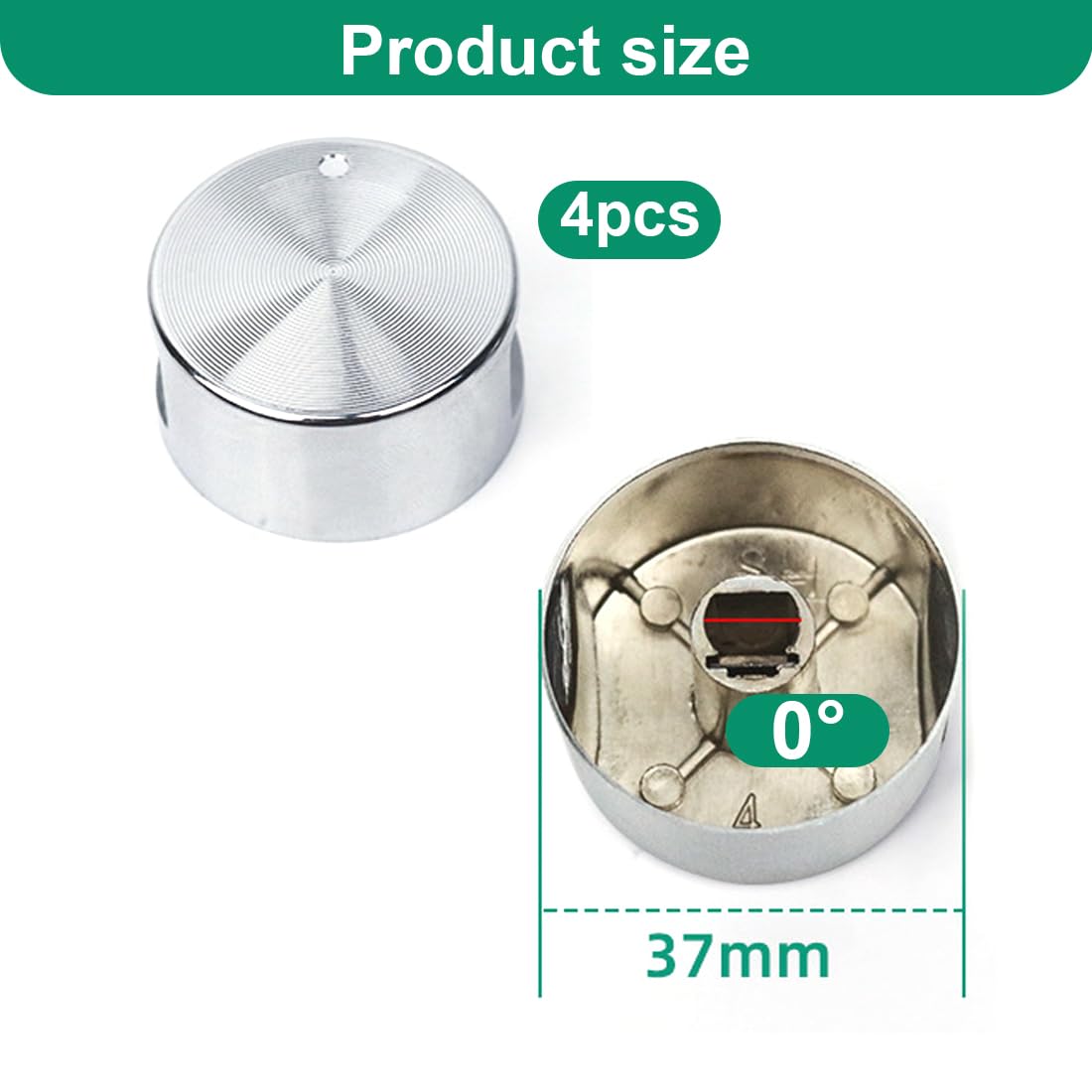 Boutons pour table de cuisson à gaz en métal brossé - SODIAL - Diamètre