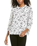 CeCe Womens by Cynthia Steffe 3/4-Sleeve Delicate Floral Blouse, Xs, White