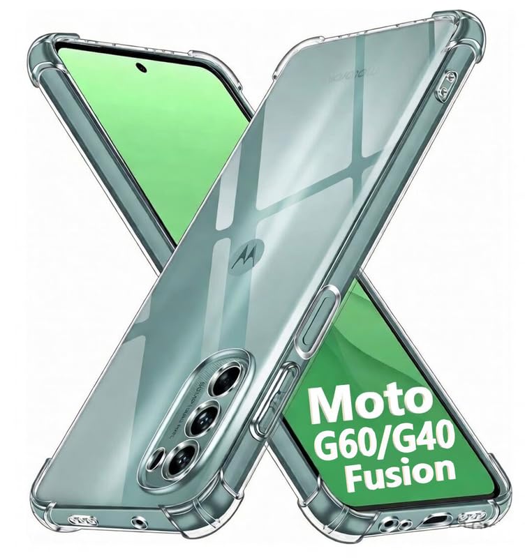 Image of Lustree Back Cover Transparent Case Compatible with Motorola G60 /G40 Fusion | Clear + TPU Case with 4 Corner Air Cushion Protection & Camera Protection | Slim& Stylus Cover