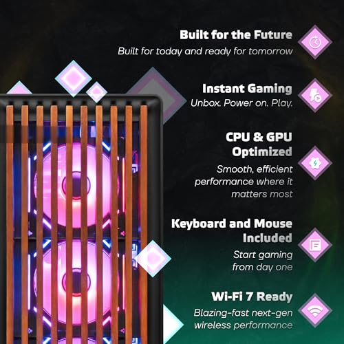Image of Terra Plus Gaming PC Desktop Computer, Intel Core i7 14700K, Radeon RX 9060 XT, 64GB DDR5, 4TB SSD, Tower Fan Black, Windows 11 Home, RGB Lighting, WiFi, Ready to Use