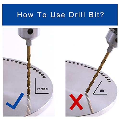 COMOWARE Titanium Twist Drill Bit Set - 13 Pcs Hex Shank High Speed Steel for Wood Plastic Aluminum Alloy, Quick Change, 1/16