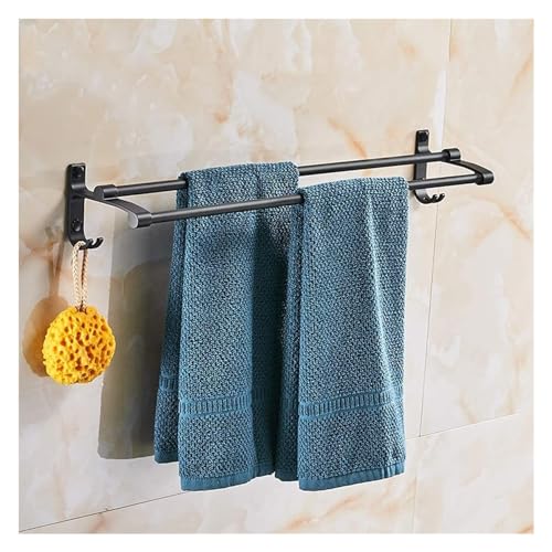Porte-serviettes aluminium à double barre et 2 crochets pour séchage rapide