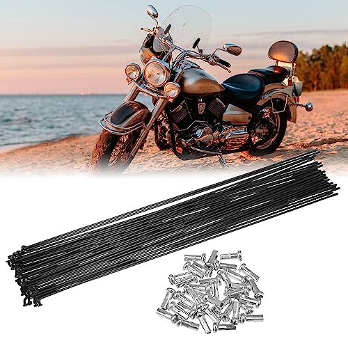 X AUTOHAUX 36pcs Bicycle Carbon Steel Spokes 14G 288mm with Nipples Black - Image 2
