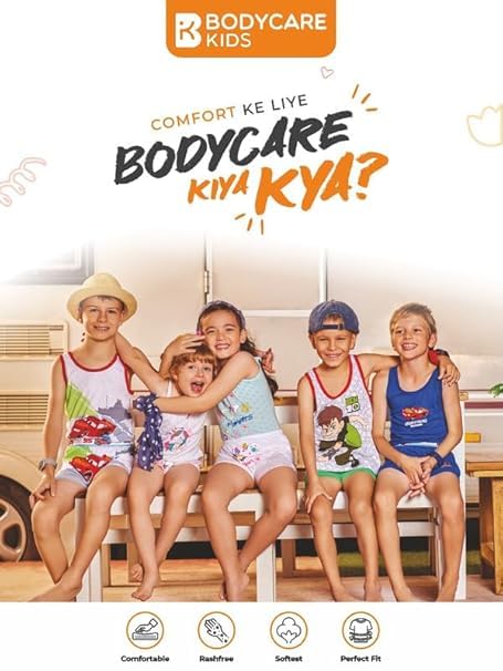 BODYCARE Boys Round Neck Sleeveless Vest Pack of 6 - White 4