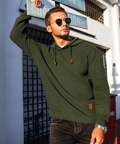 Men's Hooded Sweatshirt Hoodie Solid Knitted Pullover Long Sleeve Casual Sweater3