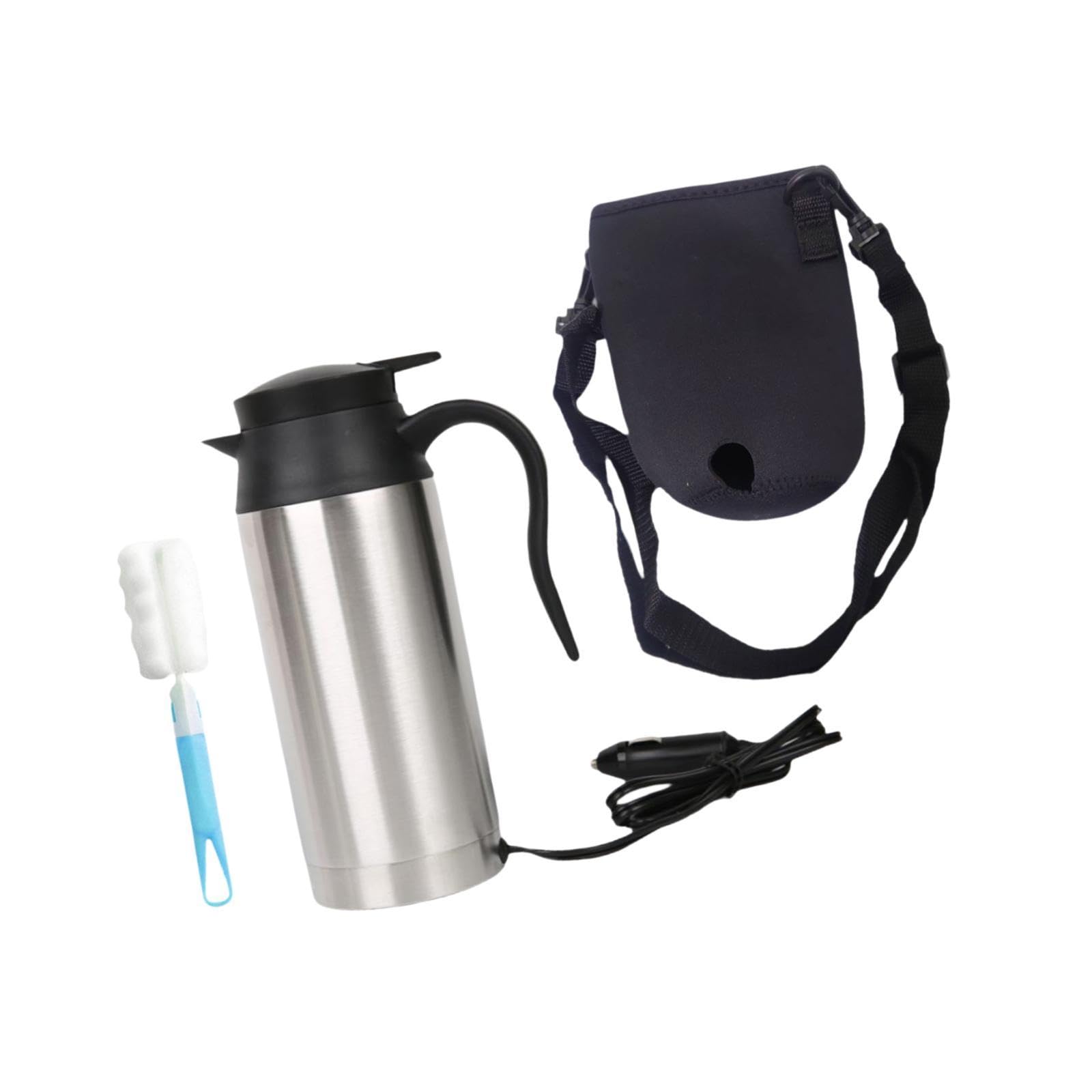 Hervidor de Coche Taza Termo Eléctrica Calefacción Portátil Calentador de Leche Café Agua Acero Inoxidable Aislamiento Vacío Adecuado para Carretera C, 24V, Individual