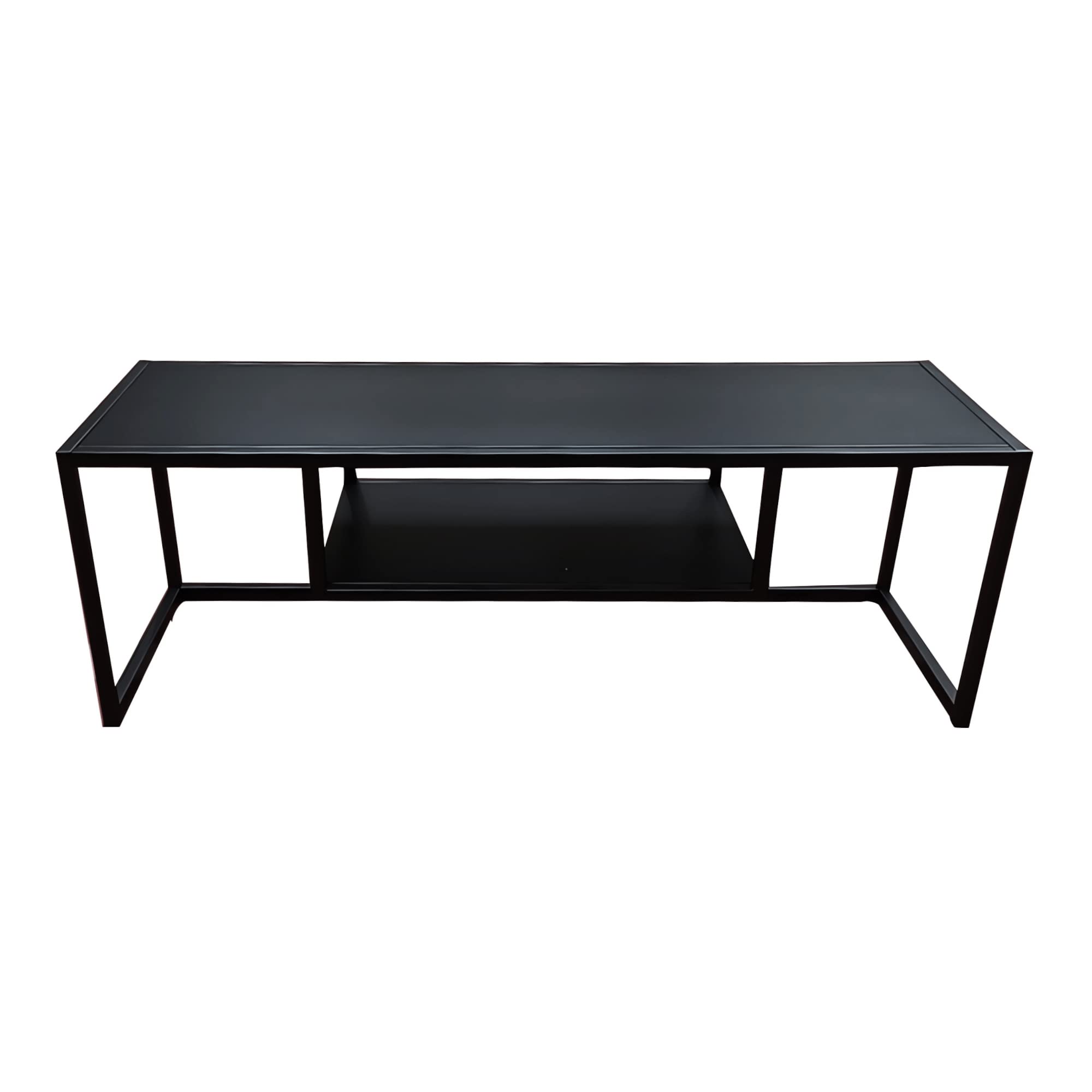 [en.casa] Mobile TV 120 cm Tavolo Porta TV Consolle Basso in Metallo con Scomparto Aperto - Nero opaco