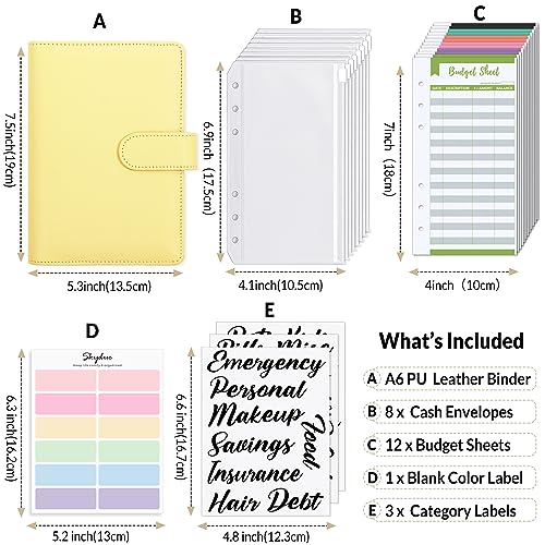 Image of SKYDUE Budget Binder, Money Saving Binder with Zipper Envelopes, Cash Envelopes and Expense Budget Sheets for Budgeting