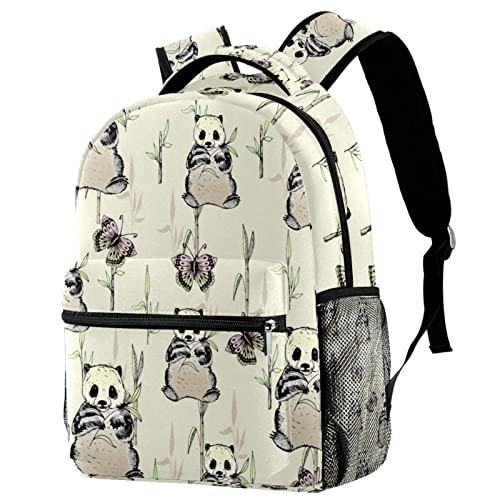 Sac à dos panda pour campus et loisirs avec porte-bouteille enfants