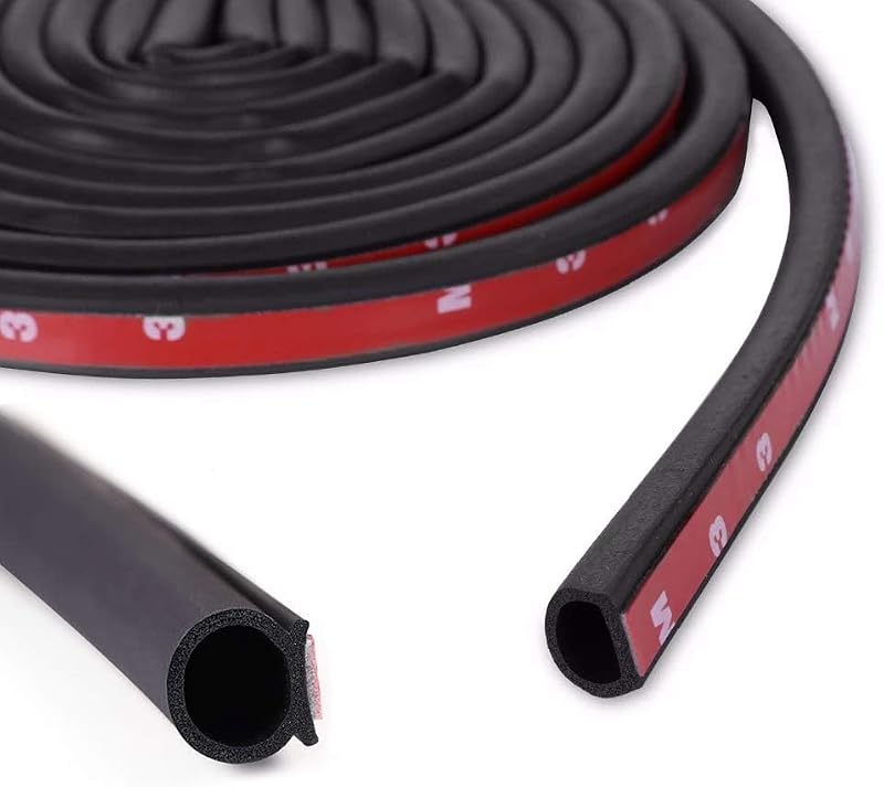 D-Shape Heavy Duty Weather Stripping 1/2"×7/16" Rubber Seal Weatherstrip Hollow with Bulb Door Gasket Strip(Self-Adhesive) for Automotive Truck RV Door Window Soundproof, 10FT | D-Shape Rubber Seal Weatherstrip Self-Adhesive Hollow with Bulb Door Gasket for Boat Auto Truck RV Door Window Soundproof