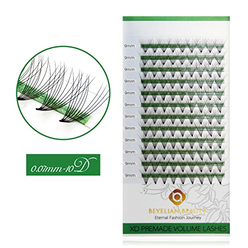 BEYELIAN Premade Ultra Volume Eyelash Extensions 10D 0.07mm 9mm C Curl Express Cluster Lash Extensions