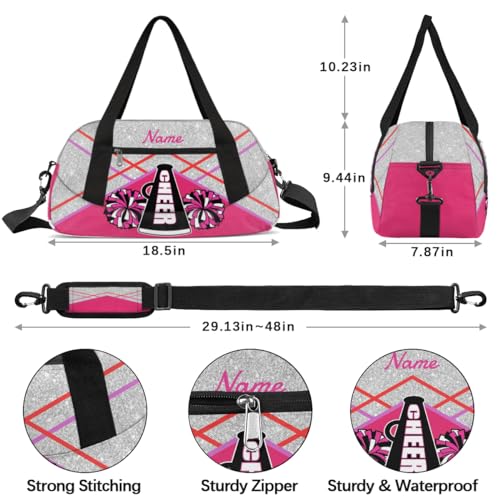 Personalized Pink Glitter Cheerleading Bag Girls Dance Bag Customized with Name Sports Duffel Bag Kids Travel Tote Bag Cheerleader Gifts4