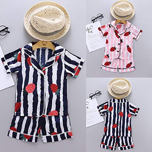 Baby Boy Girl Satin 𝐏ajamas Set Summer Sl𝐞epwear Short Sleeve Button Down Silk Shirt And Shorts 2 Piece Cute 𝐏js4