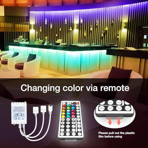 Image of DAYBETTER Led Lights for Bedroom 100 ft, Led Strip Lights with Remote 44 Keys, 24 V Power Supply, Color Changing Led Light for Room Decor