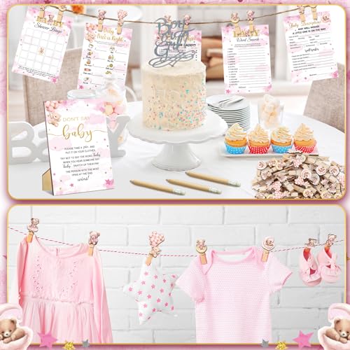 Image of Patelai 321 Bearly Wait Baby Shower Decorations Pink Bear Party Supplies Bearly Wait Baby Shower Games 5 Sets Don't Say Serve 50 Guests for Pink Bear Gender Reveal Birthday Party Decorations Supplies