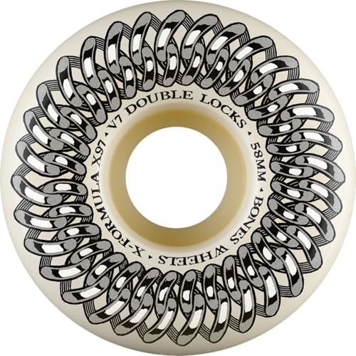 Bones Wheels Double Lock X-Formula Skateboard Wheels, 58mm, 97A, V7 Double Locks