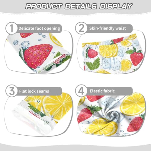 Lemon Strawberrywhite Girls' Leggings Toddler Doodles Ice Cubes Kids Yoga Pants Dance Active Tights 4T3