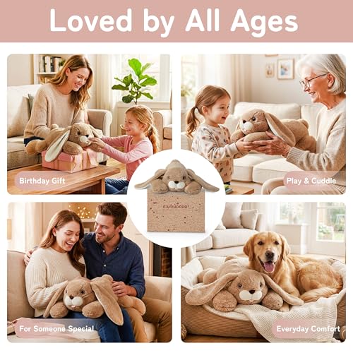 Image of Niuniu Daddy 20 inch 3.3lb Bunny Weighted Stuffed Animal forKids and Adults, Soft Sensory Rabbit Plush Body Pillow for Calming Support, Large Animal Toy for Everyday Comfort