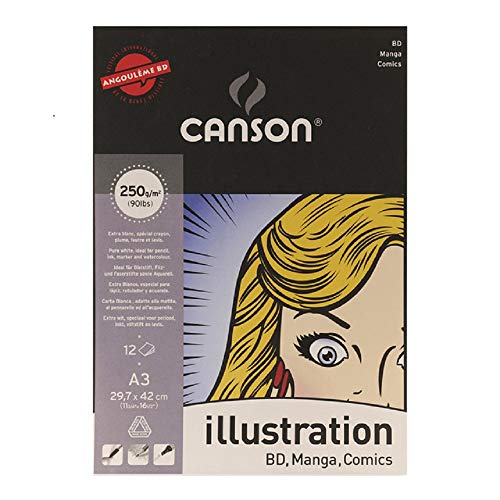 Canson A3 Bloc Illustration De Ilustración 250G/M² 29,7X42 Cm