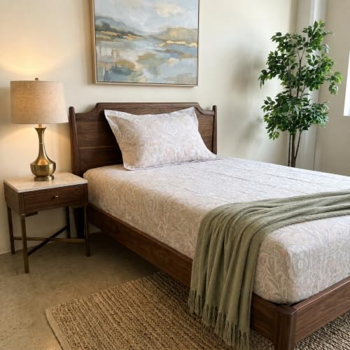 Image of Linen Home Cotton Percale Fitted Bedsheet Set Single Size Damask Pink