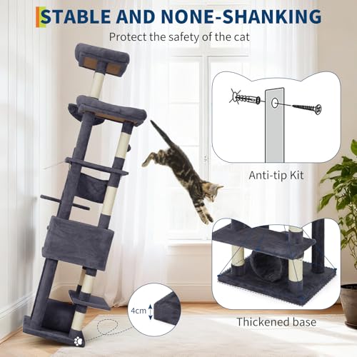 Árbol para gatos grande con rascadores y hamaca miniatura 7