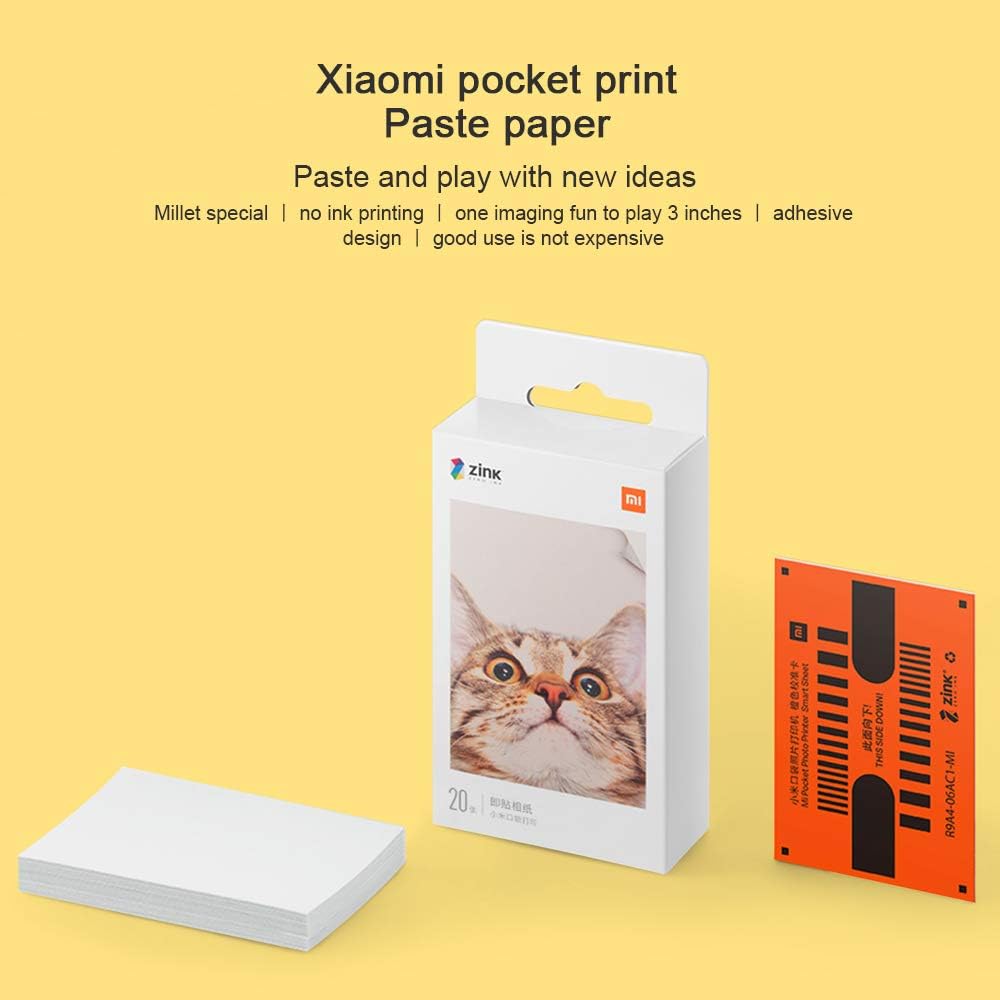 Selbstklebendes Fotopapier, 50 x 76 mm, 50 Blatt (5 Packungen mit 10), kompatibel mit Xiaomi-Druckern, ohne ZINK-Tinte, für tragbare Mini-Drucker