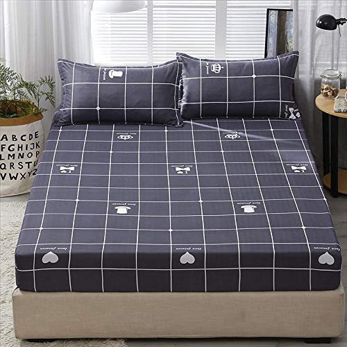 genericmattress cover Bonenjoy Fitted Sheet With Pillowcase Twin Double King Size Bed Sheet with Elastic Grey Color Geometric Fitted Sheet Sets 120x200cmx25cm type24