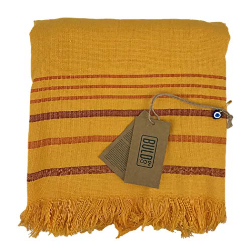 Buld&Co. Turkish Towel Terry, Striped Turkish Beach Towel, Big Size Multi Purpose Peshtemal