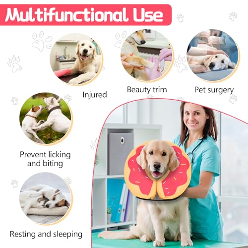 Image of MIDOG Inflatable Dog Cone Alternative for After Surgery - Soft Protective Donut Collar Prevents Licking & Allows Eating, Comfortable Recovery E-Collar Alternative for Small Medium Large Dogs (Red,S)