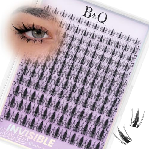 B&Q Fairy Lash Clusters - DIY Lash Extension at Home Beginner-Friendly Manga Lashes 144pcs Eyelash Clusters with 0.3mm Invisible Band & Waterproof Salon Look for Daily Work & Parties Fairy 8-18mm