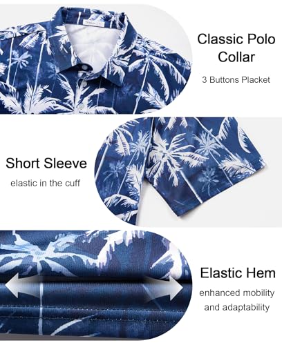 zeetoo Men's Polo Shirts Hawaiian Golf Polos Shirts Short Sleeve Performance Moisture Wicking Mens Golf Shirts 6