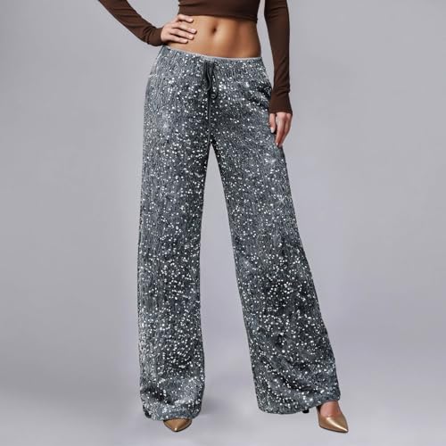 Pantalon décontracté à sequins extensibles et confortables avec cordon de serrage