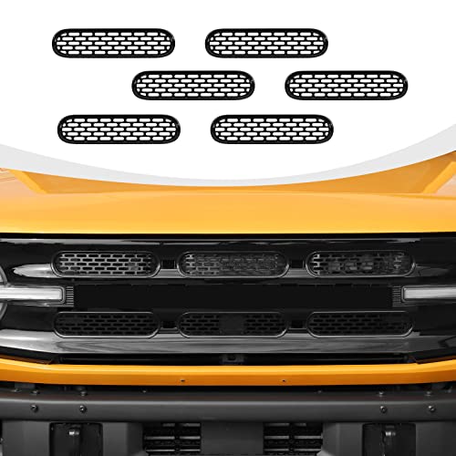 Razpoy For Bronco Mesh Grill Inserts, 6Pcs Front Grille Guard Cover Clip-On Compatible With 2021-2023 Ford Bronco Exterior Accessories, Abs #TOP18