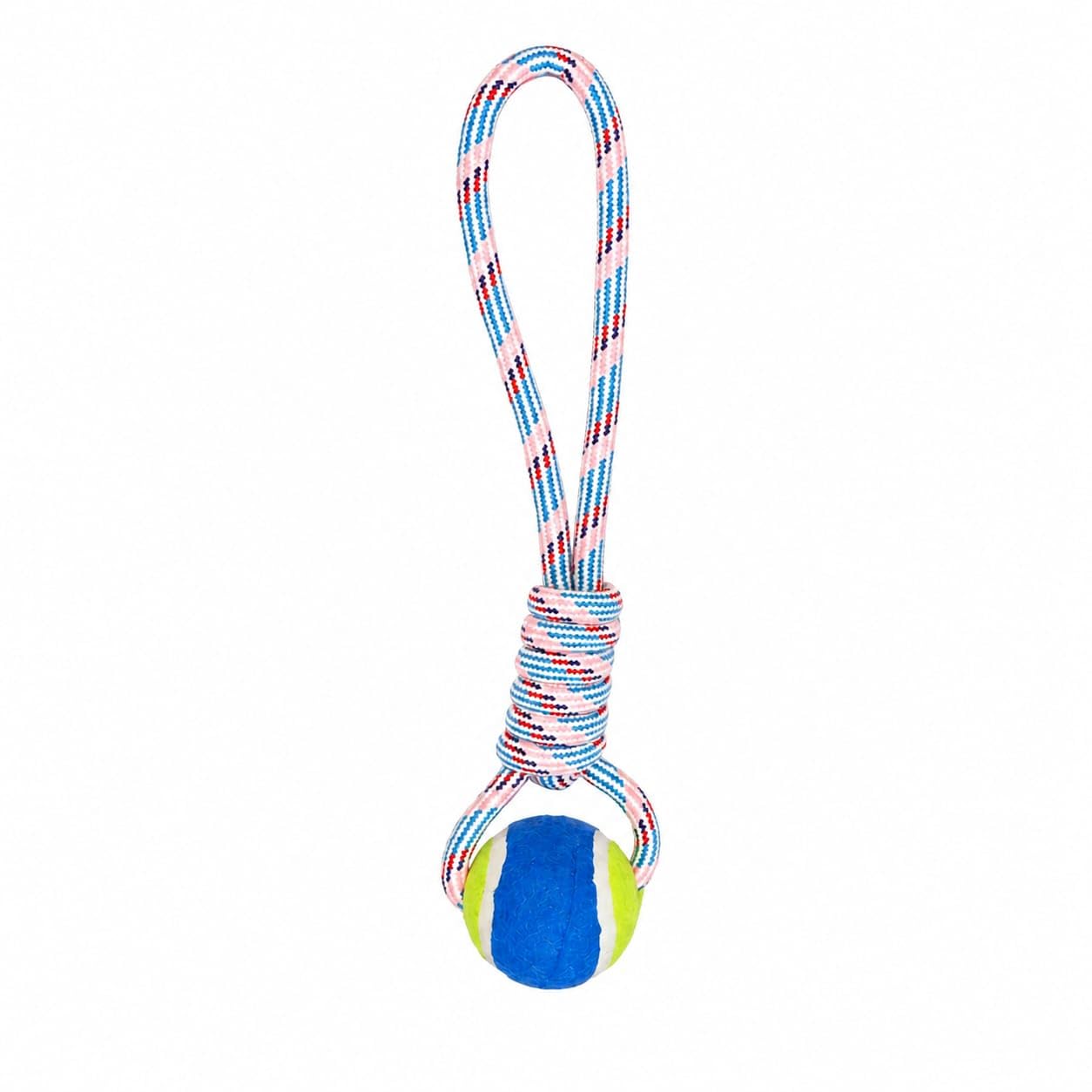 Knotted Rope & Tennis Ball Dog Toy – Interactive Tug, Fetch & Chew Toy for Dogs 35cm - Blue