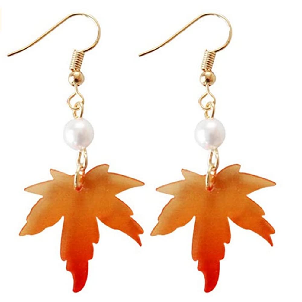 Caiyao Simple temperament maple leaf earrings pearl long acrylic hanging pendant earrings, Acrylic, No Gemstone, (B09J999CT2) Amazon Price History, Amazon Price Tracker