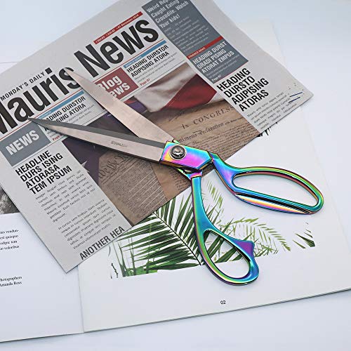 10 Inch Rainbow Craft Tailor Scissors Metallic Shears Knife Edge Heavy Duty Stainless Steel Professional Fabric Dressmaker Shears for Cutting Fabric, Cloth, Leather, Canvas etc (10 Inch)