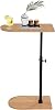 C Shaped Bamboo Side Table, 360° Rotating Under Sofa End Table with Phone & Tablet Slot and cup holder, 16.5-32.3in Height Adjustable, Space-Saving, for Living Room Bedroom Bedside Couch