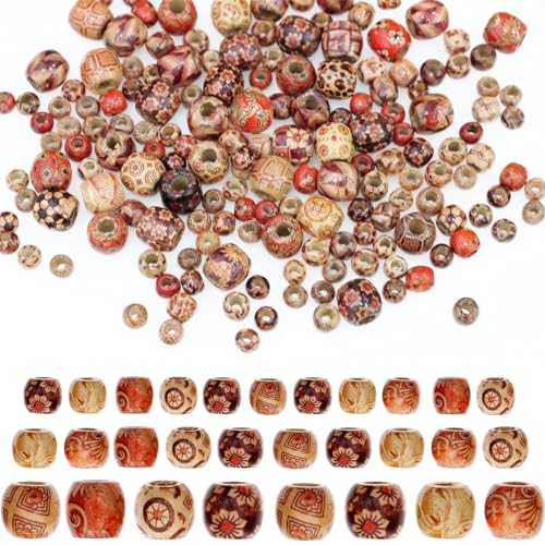 300Pcs BetterJonny Large Hole Barrel Wood Beads