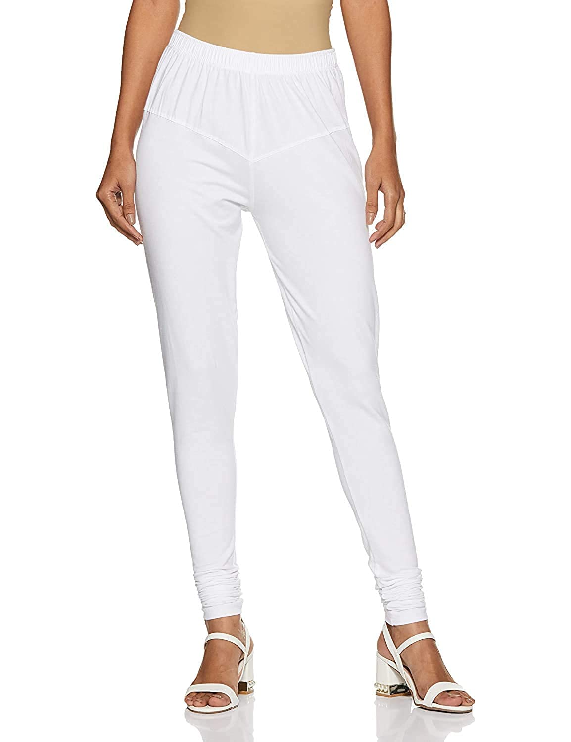 SCTC100% Cotton Lycra Fully Stretchable Ankle Length Churidar Slim fit & Skin fit Leggings for Girls and Women Bottom wear Free Size Pack of 1pcs, White, 40