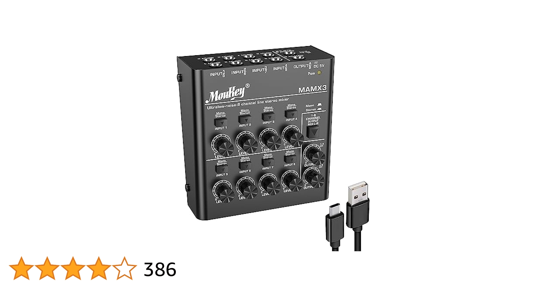 Amazon | Moukey オーディオミキサー usb DC 5V超低ノイズ サブ