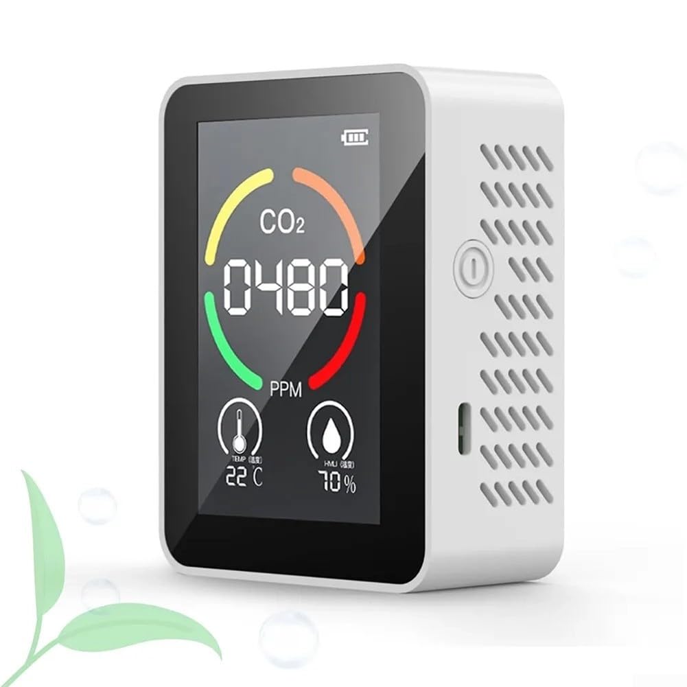 Moniteur de qualité de l'air et de l'humidité 3 en 1 400-5000 ppm Détecteur de dioxyde de carbone avec écran LCD pour maison, tente de culture, cave à vin, voiture