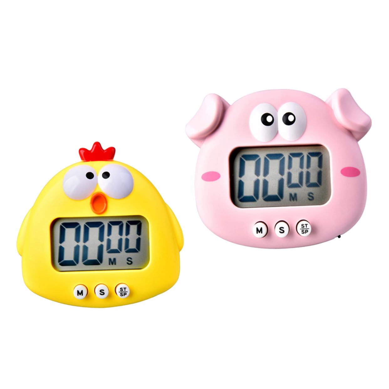 Timer Digitale da Cucina Doppio Timer e Funzione Countdown, Plastica Adorabile Decor Festa Scuola, per Studenti e Attività in Classe