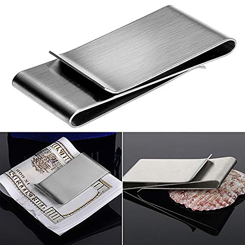 Baost 1 Pc Stainless Steel Slim Cash Money Clip Purse Wallet Credit Card ID Holder Double Sided Minimalist Slim Wallet for Men Women Random2