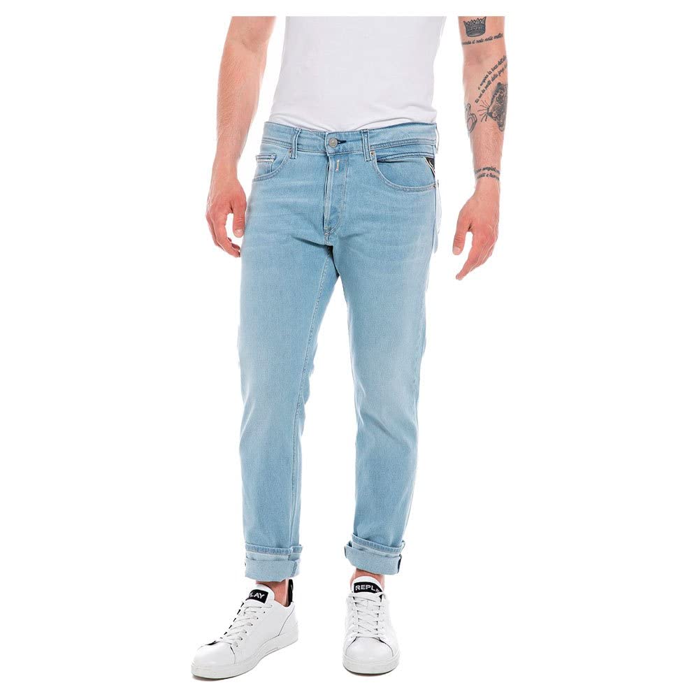 Replay Men's Grover Straight Fit Jeans with Stretch, Blue (Light Blue 010), W40 x L34