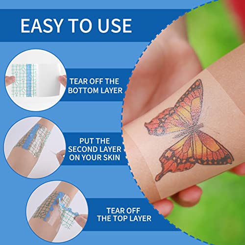 Abeillo 50 Blatt Aftercare Klebebandage 10cm Wasserdichte Folie Heilung Transparent Haut Schutzbandagen Atmungsaktive Nachsorge Bandage für Tätowierte Haut